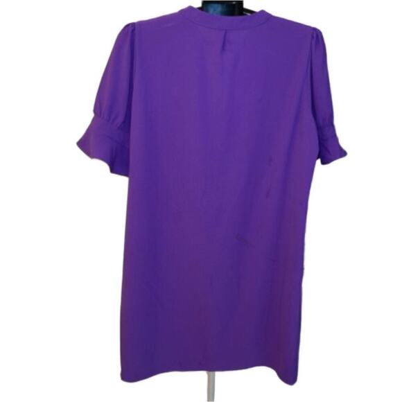 Unbranded Purple Shift Dress Easy Care Pull On V-Neck Short Ruffle Sleeve Size L - Picture 3 of 9